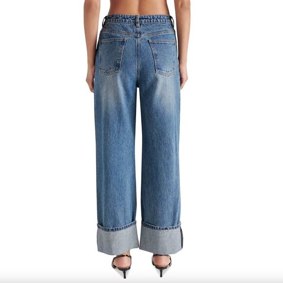 NEW Steve Madden Jeans Noelie Wide Leg Cuffed Jeans size 25 length 27" - Picture 2 of 11